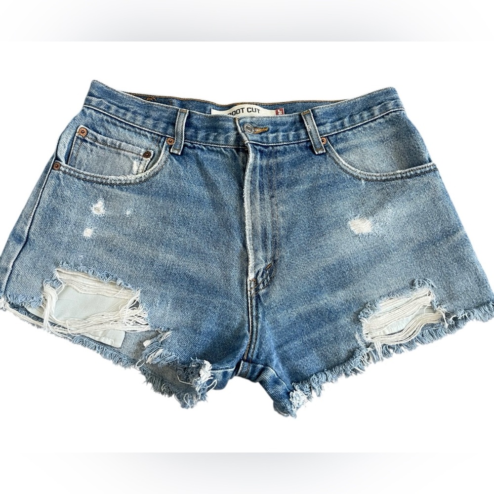 Levi’s 517 High Rise Cutoff Denim Shorts Raw Hem Distressed W30 L32